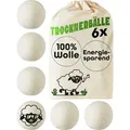 Trocknerbälle für Wäschetrockner 6er Set - 100% Öko Schafwolle - Weiche Wäsche - Kurze Trocknungszeit