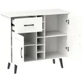 Costway Sideboard Holz Weiß 90 x 40 x 79 cm 2 Türen Weinregal