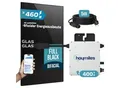 SUNNIVA® 460W Balkonkraftwerk BIFAZIAL FULLBLACK komplett Steckdose HOYMILES 400 Watt Wechselrichter, PV Solaranlage Komplettset, 1x 460W N-Type Glas-Glas Bifacial Solarmodule, 5m Kabel