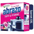 abrazo Topf & Pfanne - 12 Reinigungskissen für Töpfe, Grill & Backofen, Spülschwamm mit veganer Pflanzenseife, Küchenschwamm, Reinigungsschwamm