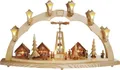 Richard Glaesser Schwibbogen Lichterbogen groß, Motiv: Weihnachtsmarkt mit Pyramide, Handwerkskunst original Erzgebirge