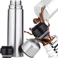 Thermoskanne Thermosflasche 0.45 Liter Thermoflasche Isolierkanne Thermobecher Isolierflasche Thermo Teekanne Kaffeekanne Kaffee Tee Silber Retoo - Silber