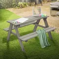 ML-Design Kindersitzgarnitur für Draußen, Grau, Sitzgruppe Outdoor 2 Bänke mit Tisch - Grau
