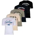 Jack & Jones T-Shirt Herren T-Shirt 5er Pack Baumwolle (Packung, 5er Pack) beige|blau|bunt|grün|schwarz XL (54/56)