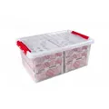 SUNWARE Q-Line-Weihnachtsbox - 45 L + Tabletts für 98 Kugeln - transparent/rot