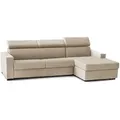 Dmora - Festes Sofa Dioanno, Ecksofa, 100% Made In Italy, Sofa Im Wohnzimmer Mit Chaiselongue, In Gepolstertem Stoff - Rechte Containerhalbinsel, Mit Schmalen Armlehnen, Cm 260x95h85, Beige