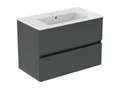 Ideal Standard Möbelpaket Eurovit+ m.WT 81cm Weiss u.Schrank 80cm 2Ausz. Hgl. grau lackiert, R0574TI R0574TI