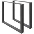 ECD Germany Tischbein 2x Tischkufen aus Vierkantprofilen aus pulverbeschichtetem Stahl, Tischgestell Bankkufen modernes Industriedesign Möbelfüße aus Metall weiß 70 cm x 72 cm