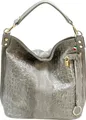 FLORENCE Beuteltasche Florence Beuteltasche Echtleder grau (Beuteltasche), Damen Beuteltasche, Shopper Leder, grau ca. 33cm hoch, Kroko-Prägung