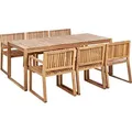 BELIANI Gartenmöbel Set Hellbraun es Akazienholz 6-Sitzer Sechs Stühle mit einem Gartentisch Terrasse / Outdoormöbel Rustikal Landhaus Stil - Braun