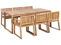Beliani Gartenmöbel Set 6-Sitzer zertifiziertes Holz Hellbraun 7-teilig Sassari II