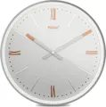 Klassische Wanduhr mit römischen Ziffern | 25 cm Durchmesser | Silberfarbene Ziffernblätter | Zinnfarbene Akzenten | Klassische Uhr mit silberner Gehäuse | 25 cm
