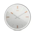 Wanduhr TinyTime mit römischen Ziffern | Wanduhr ohne Tickgeräusche | Durchmesser 25 cm | klassisches Zifferblatt in Hellgrau | Silbernes Gehäuse | Kupferfarbene Akzente, 19779