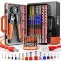 Crimpzangen Aderendhülsen Set, Preciva Crimpzange 0,08-16mm² Aderendhülsenzange mit 350 Twin und 950 Einzeilige Aderendhülsen Set für Heimwerker und industrieller Bedarf Presszange 16mm2