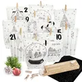 AMARI ® Adventskalender zum Befüllen - 24 Papier Adventstüten (mit Holzklammern) zum Basteln für Weihnachten - Papier Weihnachtstüten mit Zahlenaufkleber