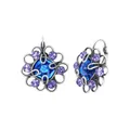 Konplott: Ohrringe Gem Rocks, große aufwendige Kristallblüten-Ohrringe mit Klappbügel, für Damen/Frauen (blau-lila)