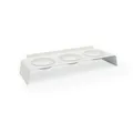 LucyBalu® Erhöhte 3er-Futterstation Katze | Ergonomischer Katzennapf erhöht | Erhöhter Futternapf für Katzen | Ergonomischer Fressnapf & Wassernapf für Katzen | Katzen 3er Napfset erhöht | Weiß