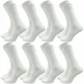 GAWILO Socken für Herren aus 100% Baumwolle - Ohne drückende Naht - mit Komfortbund (8 Paar) in schwarz, grau, blau, weiß & natur - mit handgekettelter Zehenspitze weiß 43-46