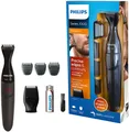 Philips Multifunktionstrimmer Series 1000 MG1100/16, abwaschbar, mit DualCut-Präzisionstrimmer und 3 Präzisionskämme