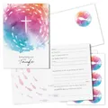 younikat 15er Set Einladungskarten zur Taufe - Klappkarten in DIN A6 mit Kreuz in Bunt I 10,5 × 14,8 cm I mit 15 Umschlägen und 18 Aufklebern zum Verzieren - vorausgefüllt mit Lückentext - dv1203