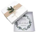 Geldgeschenk Verpackung Personalisiert Geschenk Hochzeit Herz Weiß Eukalyptus