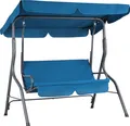 CASARIA® Hollywoodschaukel 2 Sitzer wetterfest Atlantik Blau 200kg Belastbarkeit Rückenlehne Dach Verstellbar Anti-Rutsch-Füße Garten Terrasse Gartenschaukel 140x112cm