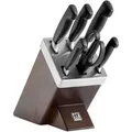ZWILLING VIER STERNE 7-tlg, Selbstschärfender Messerblock, Braun