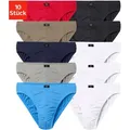 Slip H.I.S "Männer Unterhose", Herren, Gr. 3 (XS), bunt (rot, blau, marine, khaki, grau, meliert, weiß, schwarz), Jersey, Obermaterial: 95% Baumwolle, 5% Elasthan, unifarben, körpernah, Unterhosen, in Unifarben, Topseller