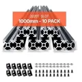 VEVOR 10er Set Aluprofil, 1000 mm T-Nut 2020 Aluminium-Strangpressprofil, eloxierte Linearschiene nach europäischem Standard, Nutenprofil für 3D-Dru