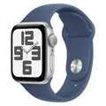 Apple Watch SE GPS 40 mm Aluminiumgehäuse Silber Sportarmband Denim