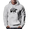 Neverless Hoodie Hoodie Herren Bär Abenteuer Berge Wald Bear Mountains Adventure grau 3XL