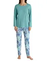 CALIDA Coastal Dreams Pyjama, lang Damen, aus 100% Baumwolle