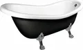 RETRO Freistehende Badewanne 158x76x71cm, Füße Chrom, schwarz/weiß