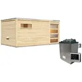 Karibu Gartensauna Saunahaus Hygge inkl. Vorraum, naturbelassen-9 kW Ofen inkl. Steuergerät