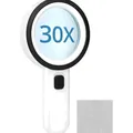 Lupe mit 12 LED Licht 30X Vergrößerung Handlupe Leselupe Juwelier Glas