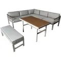 Greemotion Lounge-Set Miami Stahl 5-teilig inkl. Kissen Taupe-Hellgrau