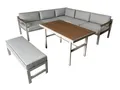 Greemotion Gartenlounge-Set Miami Stahl grau mit Esstisch Bank, (5-tlg), inkl. Kissen
