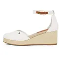 Tommy Hilfiger FLAG CLOSED TOE MID WEDGE ESPAD Keilsandalette, Riemchensandale, Sommerschuh mit verstellbarer Schnalle braun|weiß 41 EU
