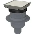 AlcaDrain Edelstahl-Bodenablauf 130x130 mm, senkrechter Abgang, doppelseitiges Rost, Kombi-Geruchsverschluss SMART