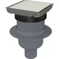 AlcaDrain Edelstahl-Bodenablauf 130×130 mm mit einem senkrechten Abgang, doppelseitiges Edelstahl-Rost, Kombi-Geruchsverschluss SMART
