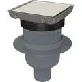 Alcadrain Edelstahl-bodenablauf 130×130 Mm Mit Einem Senkrechten Abgang, Doppelseitiges Edelstahl-rost, Kombi-geruchsverschluss Smart