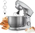 VEVOR Knetmaschine Küchenmaschine zum Backen, 1500 W Teigmaschine mit Edelstahlschüssel (4,2 L) & Knethaken & Rührbesen & Schneebesen, 10-Gang einstellbare kippbare Rührmaschine Standmixer