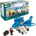 BRIO Spielzeugeisenbahn-Zubehör World 33306, Blaues Flugzeug mit 2 Figuren, aus Holz/Kunststoff