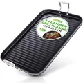 Nutrichef Grillpfanne 56×32 cm XXL Grillplatte mit Rillen – Antihaft Steakpfanne für Gasgrill, Herd & BBQ – Große Plancha Aluminium