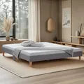 Polsterbett 180x200 Doppelbett Stoff Grau mit Lattenrost Futonbett Homestyle4u