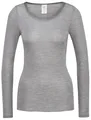 CALIDA True Confidence Langarmshirt Damen, aus Wolle-Seide, Feinripp, temperaturausgleichend, geruchshemmend Platin melé_ 48-50