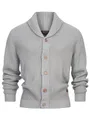 Indicode Herren INBrandox Strickjacke mit Schalkragen und Knopfleiste | Fein-Strick Cardigan für Männer Lt Grey, M