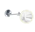 WENKO Power-Loc LED Wandspiegel Aura - mit hochwertigem Acrylrahmen, Befestigen ohne bohren, Spiegelfläche ø 16.5 cm 500 Prozent Vergrößerung, Stahl, 20 x 24 x 10-40 cm, chrom, Silber, Klein (Weniger als 30 cm)