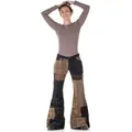 Comycom Schlaghose Damen Cord Patchwork braun beige 36