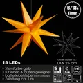 LED 3D Leuchtstern Ø 25 cm Lichterstern Batterie Timer In-Outdoor Advent Gelb
